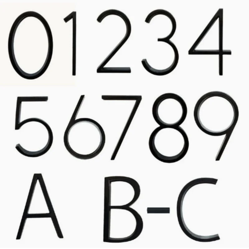 أرقام باب من سبائك الزنك 0-9 حرف A B عنوان فاخر أرقام منزل كبير لافتات عائمة حديثة أرقام خارجية علامة صندوق بريد #1
