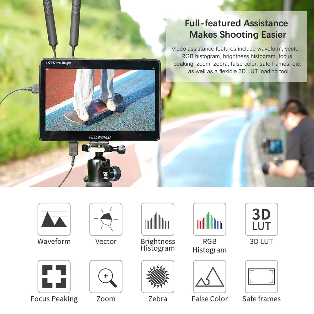 FEELWORLD LUT11H 10.1Inch DSLR Camera Field Daylight Viewable Director Video Monitor 2000nits IPS Touch Screen 1920x1200