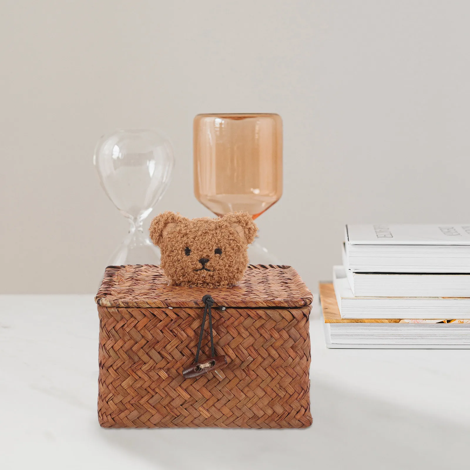 

Large Bear Storage Baskets Seagrass Woven Shelf Toilet Paper Organizer Natural Style Living Room Bedroom Bathroom Use