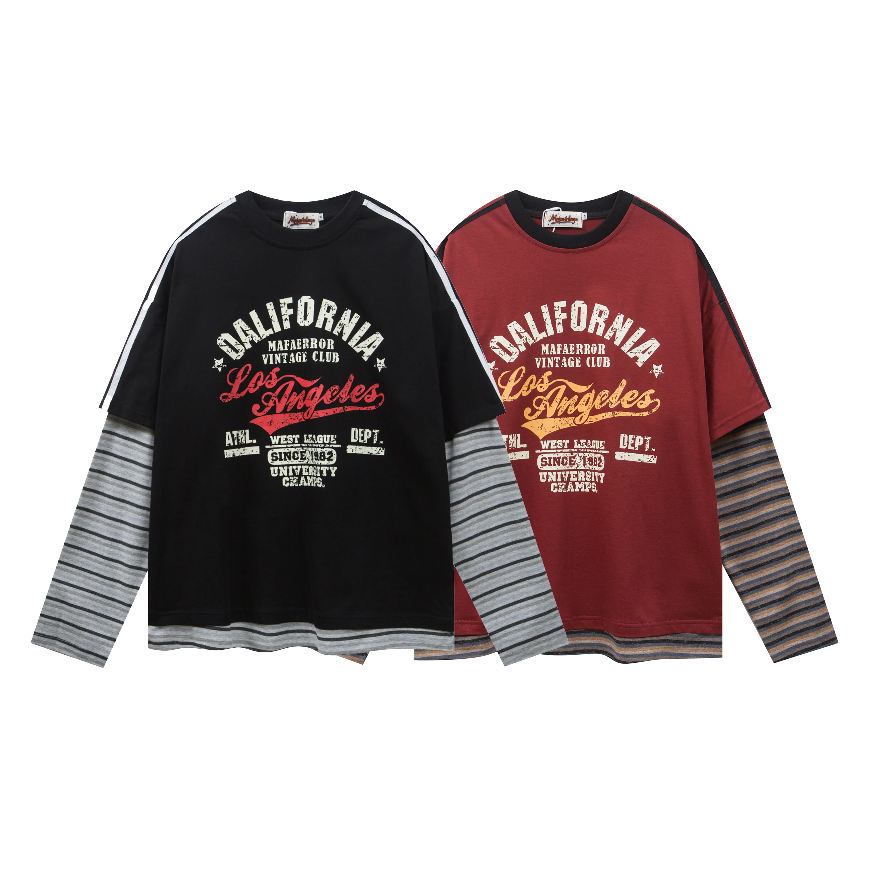 Oldschool American Retro Couple Outfit Fake Two-Piece Lazy Style Top Wang Has Disease Studio Autumn 2025 Fashion Accessories