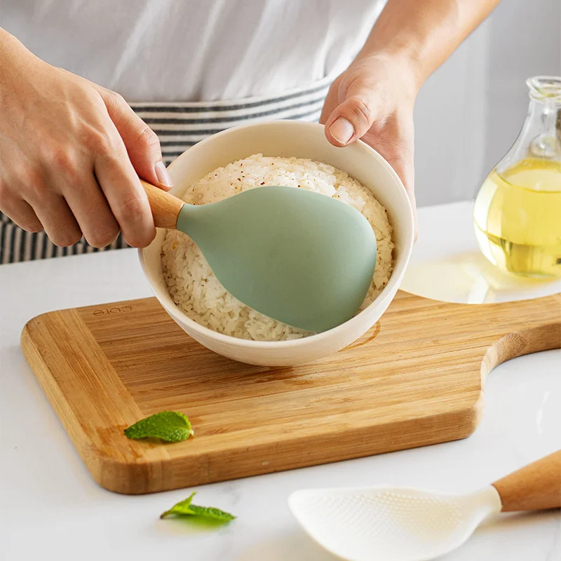 1Pcs Silicone Non-Stick Cooking High-Temperature-Resistant Spoon Anti-Scalding Pot Rice Durable Kitchen Gadgets Rice Spoon image 5