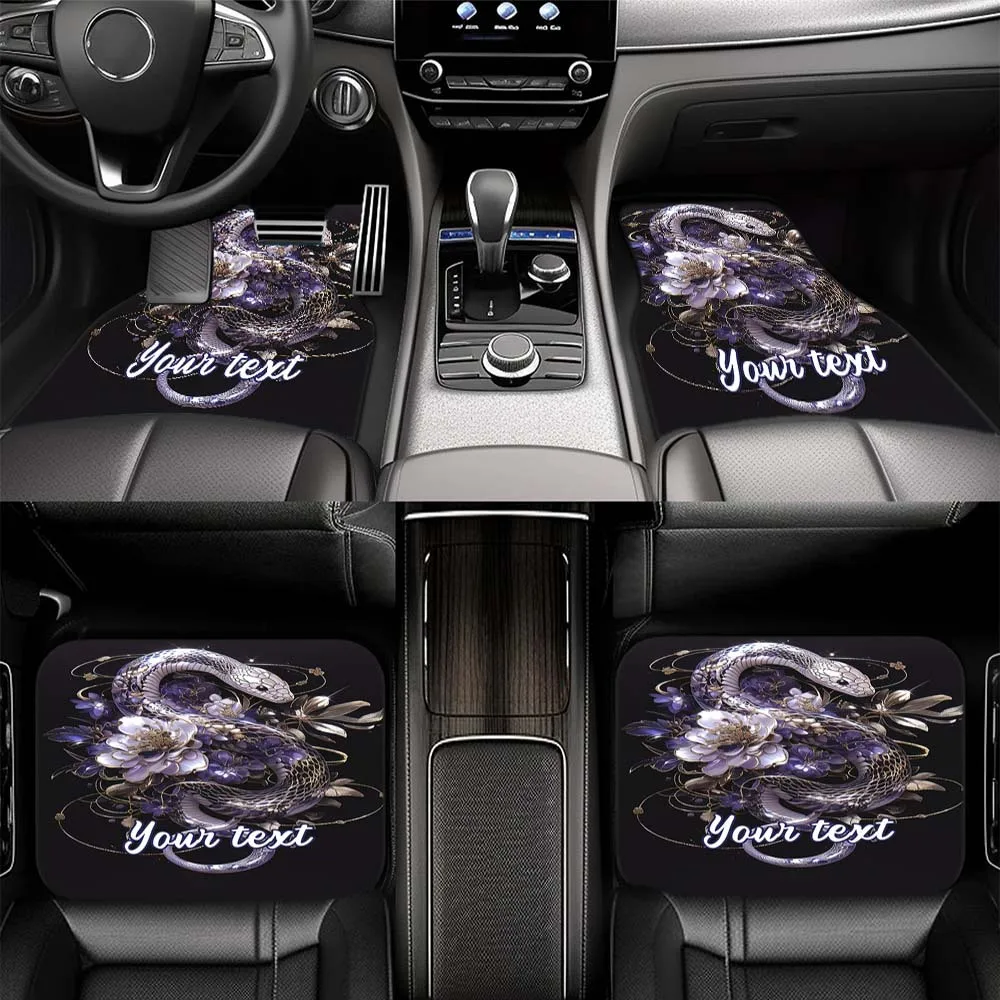 1pc/2pcs/4pcs Purple Snake Customize Your Text Car Floor Mats, Stylish Car Interior For Compact Cars, Vans, SUVs And More Suitab