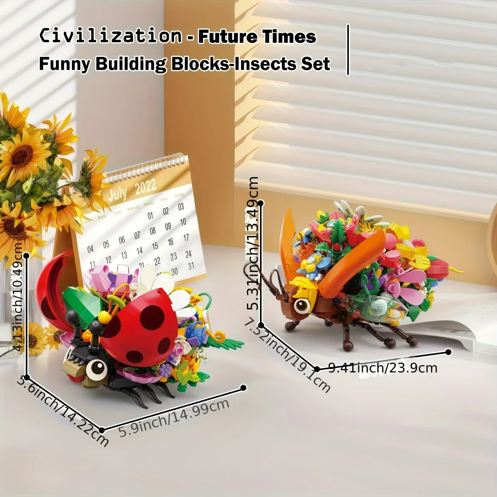 الحشرات زهرة اللبنات الإبداع الخنفساء خنفساء النحل نموذج الطوب سطح المكتب الديكور لتقوم بها بنفسك لعب للأطفال هدايا عيد