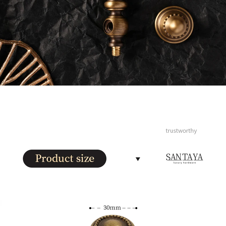 Antique brass crown cabinet handle product image 16