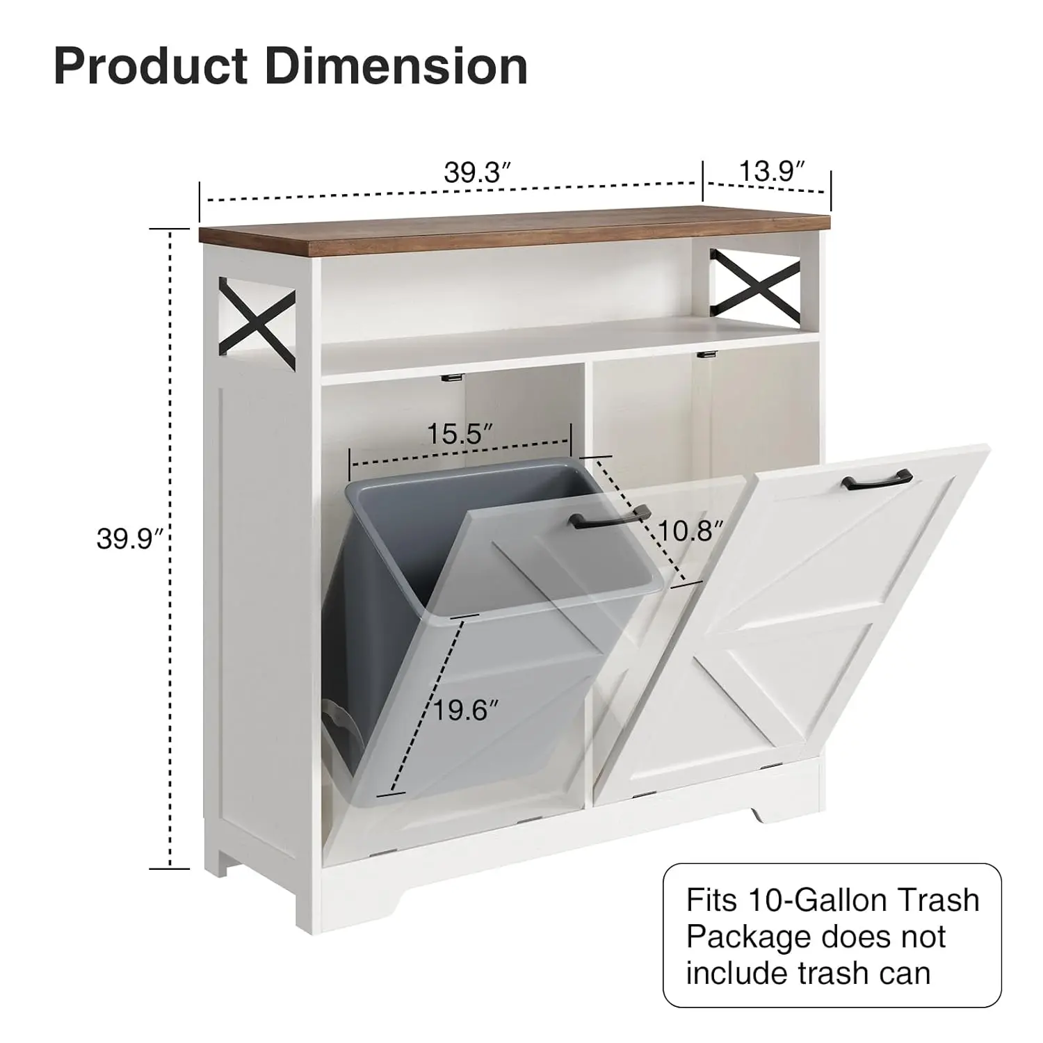 Double Tilt Out Trash ,Farmhouse Kitchen Garbage Trash Bin Cabinet , Dual Dog Proof Trash Can Cabinet for Barthroom,Living,White