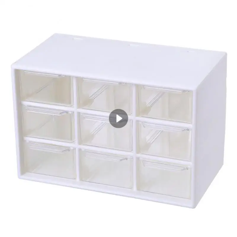 Desk Finishing Artifact Transparent Stackable 9 Grid Cosmetic Organizer Shelf Cosmetic Storage Box Cute Durable Makeup Organizer