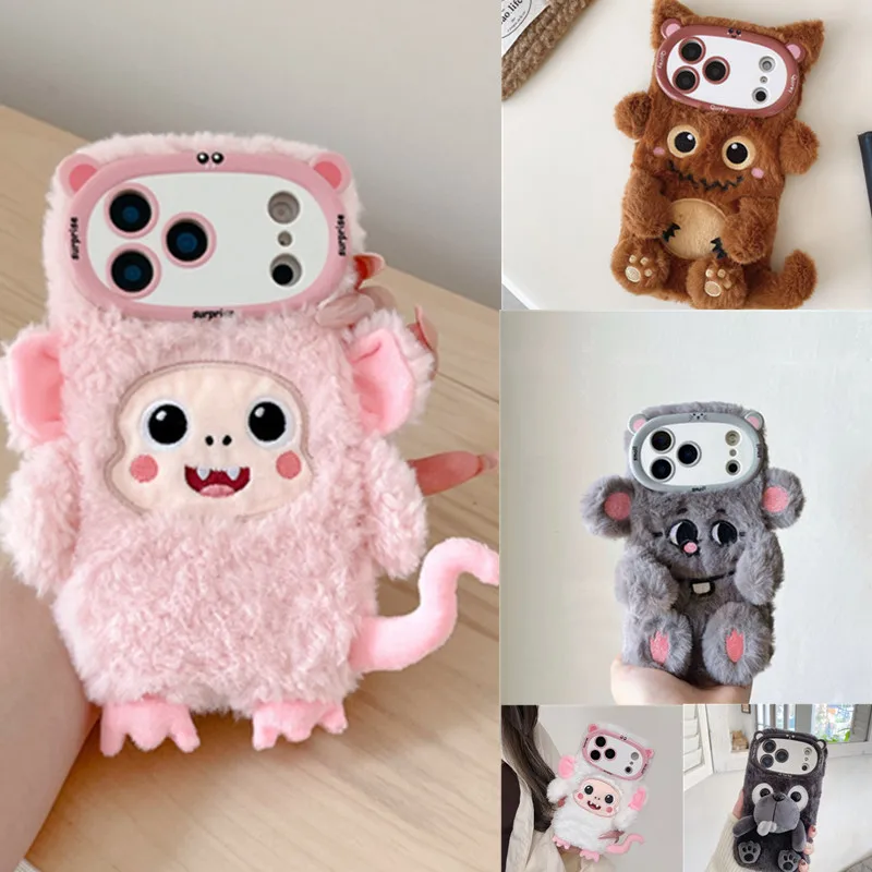 

Пушистый плюшевый чехол для телефона «сделай сам», «Симпатичная собака», чехол для iPhone 17pro Max, 16 15 14 13Pro 16pro 15pro 14pro 12pro 14Pro 15Plus 17Air Cover