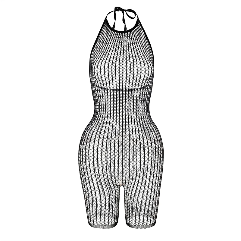 Vestido ajustado de rejilla transparente para mujer, sin mangas, con diseño calado, ideal para la playa, como cubierta para el traje de baño o para usar sobre un bikini (el bikini no está incluido).