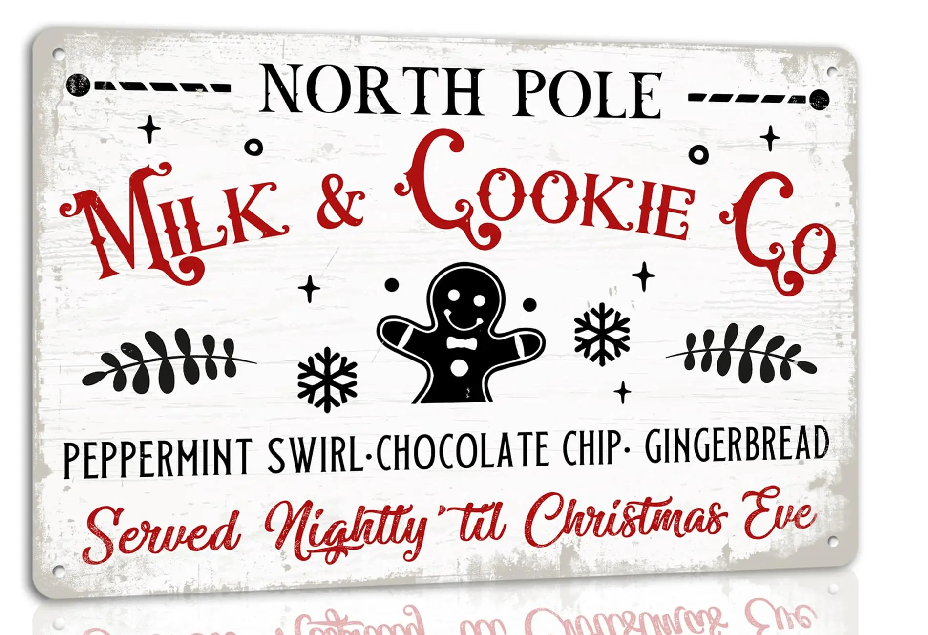 North Pole Milk Cookie Co Metal Tin Sign Christmas Theme Retro Poster For Kitchen Cafe Bar Home Farmhouse Christmas Wall Decor A