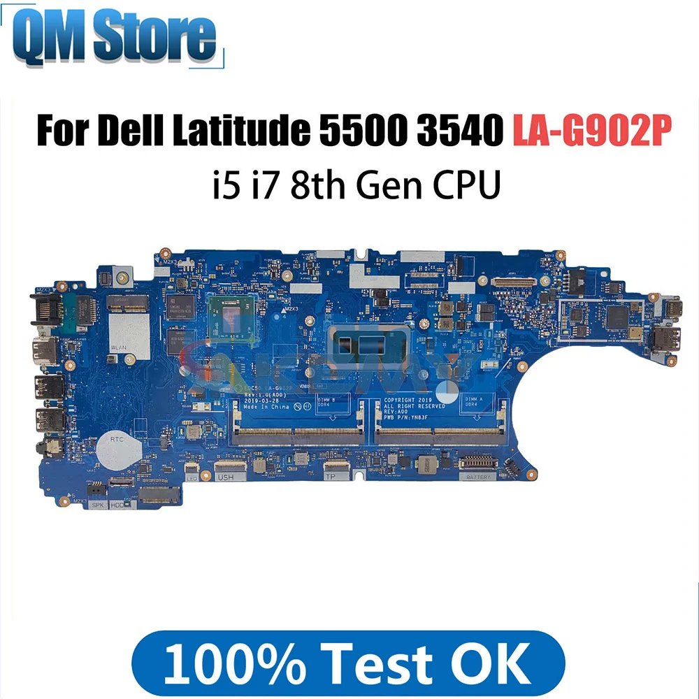 

Notebook Mainboard For Dell Latitude 5500 3540 0VM2Y4 LA-G902P 08K4FK Laptop Motherboard i7-8665U i7-8565U RX540 2G Full Tested