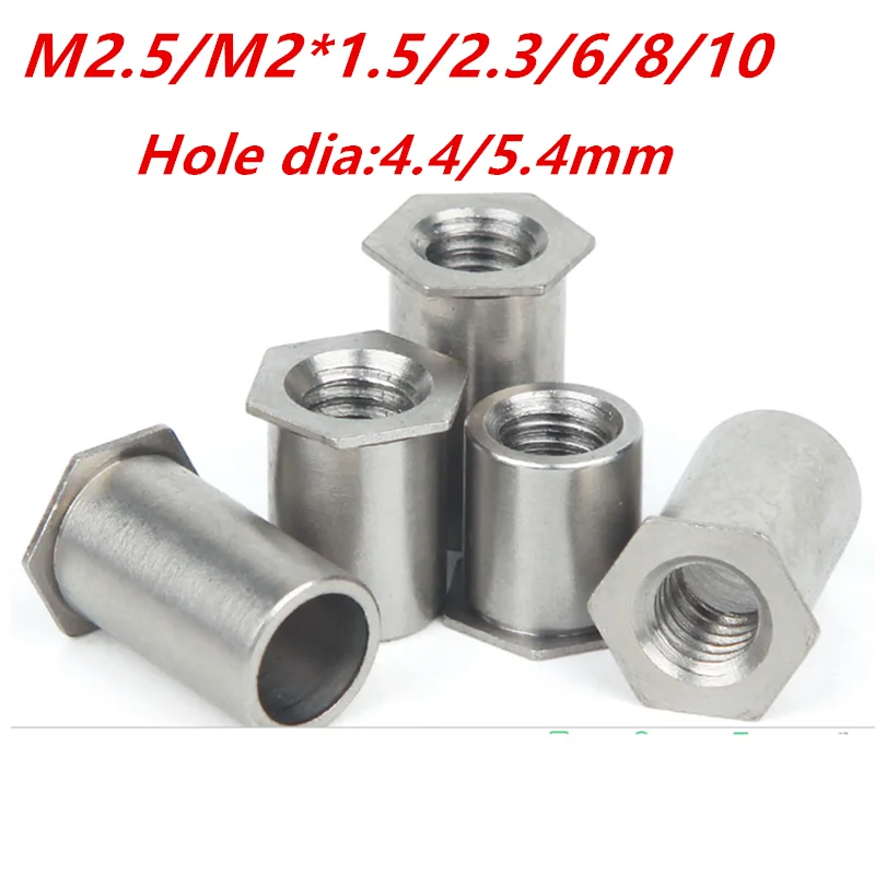 

10 шт./лот M2.5M2 * L (2,3/1,5/6/8/10) Нержавеющая сталь 304 сквозное отверстие заклепка втулка заклепка шпилька Заклепка гайка заклепка винт hole4.4/5,4 932