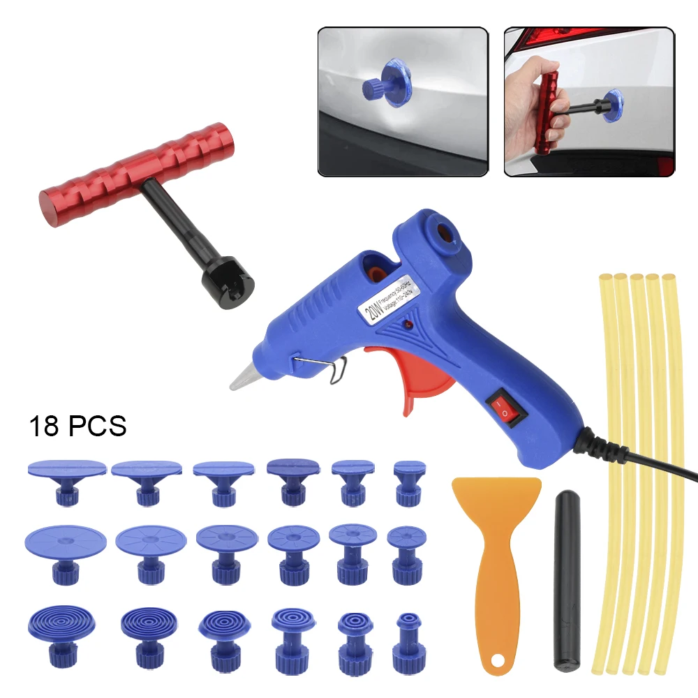 

Набор инструментов PDR для ремонта вмятин, комплект инструментов для беспокрасочного удаления вмятин на автомобиле с клейкими насадками, 1 комплект