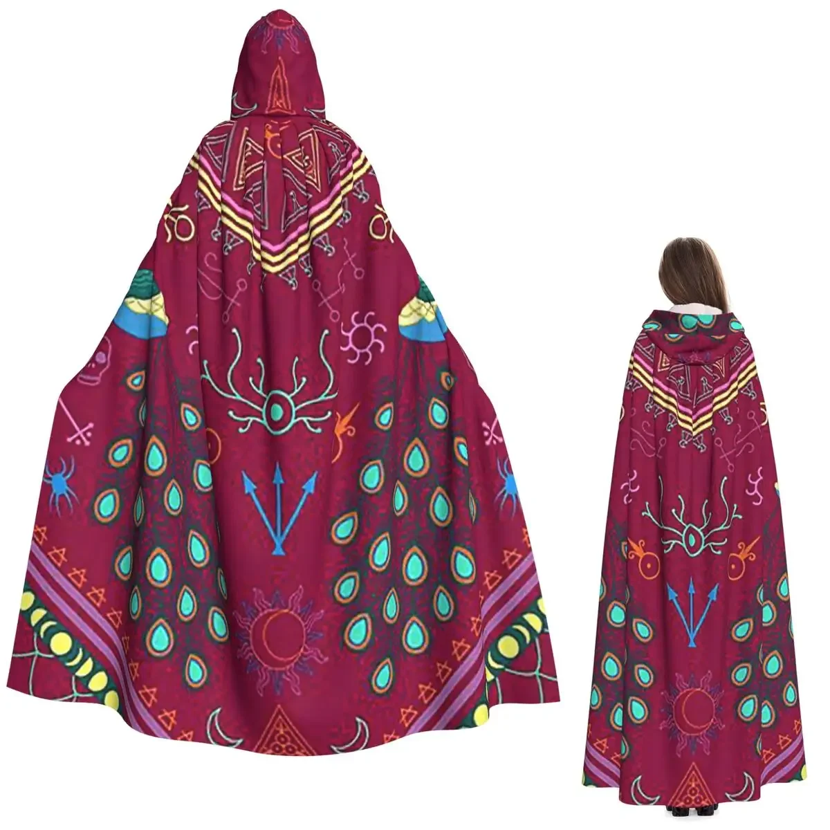 

Длинный плащ с капюшоном, средневековый костюм ведьмы, накидка для косплея, пальто на Хэллоуин для взрослых, унисекс