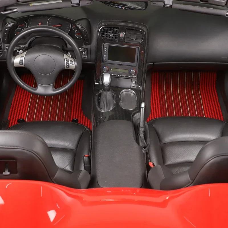 

For Chevrolet Corvette C6 2005-2013 TPE Rubber Red Car Front rear row Wire loop floor Mats Trim Interior Car Accessories