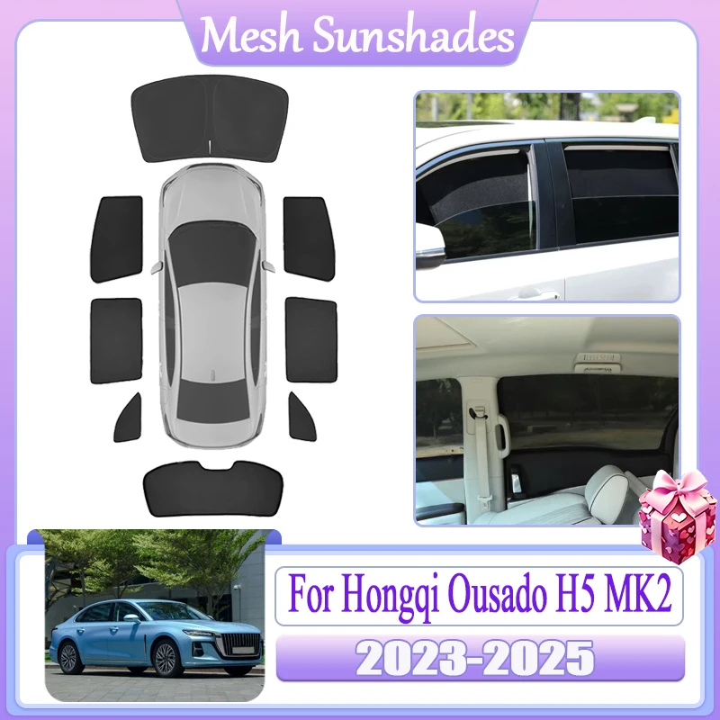 

Mesh Sun Shade For Hongqi Ousado H5 MK2 2023 2024 2025 Car Magnetic Sun Visors Window Shades Coverage Curtains Auto Accessories