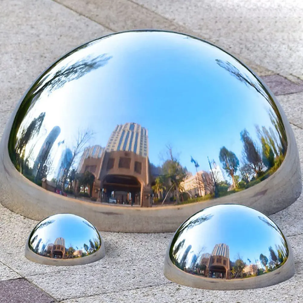 4Pcs Garden Mirror Decorative Sphere Hemisphere Stainless Steel Reflective Globe Outdoor Garden Patio Decoration