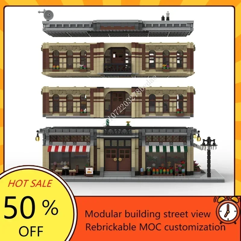 6492PCS บ้านร้านดอกไม้,เบเกอรี่และอพาร์ทเมนท์ MOC street view การศึกษาประกอบปริศนาเทคโนโลยี Xmas ของเล่นของขวัญ