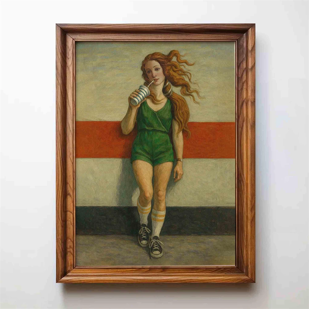 Funny Birth of Venus Print Botticelli Parody Art Poster Vintage Collage Art Canvas Painting Home Bedroom Wall Decoration