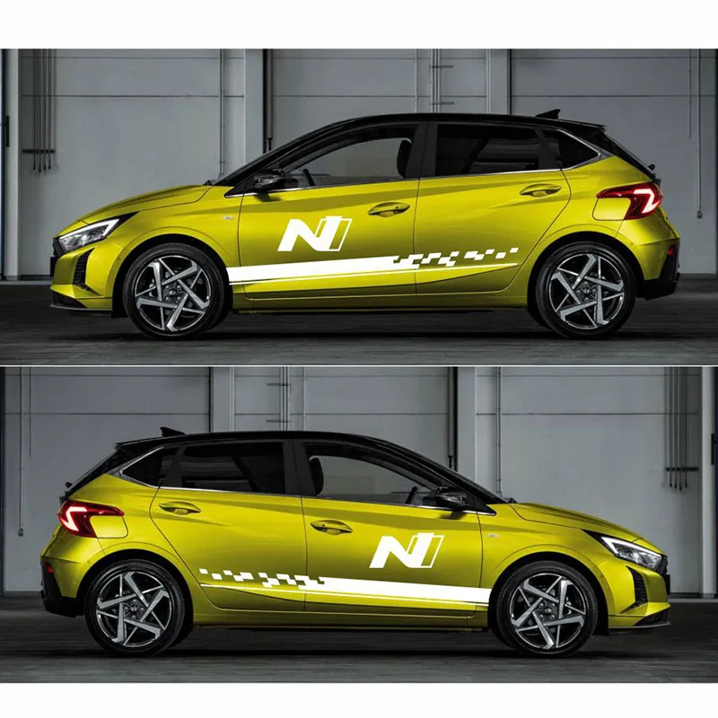 

For HYUNDAI KONA TUCSON Veloster i20 i30 Car Styling Car Hood Bonnet Door Vinyl Side Strips N Line Stickers Decal Accessories C