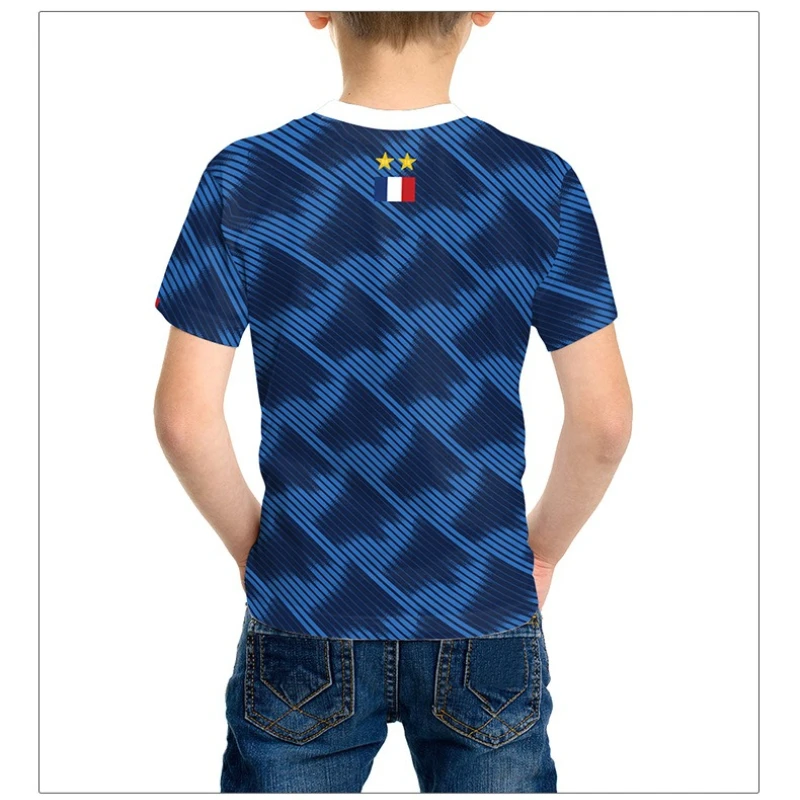 Football Pattern Print T-Shirt for Boys Summer Casual Street T-shirt Round Neck Stripe Ventilate Top for 3-8 Years Pullover