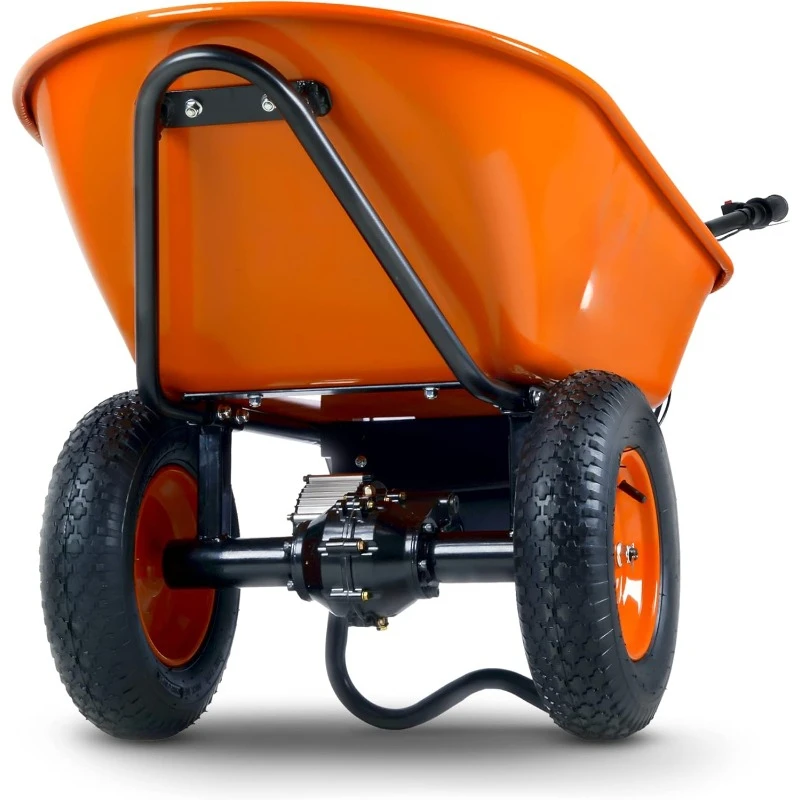 Electric Wheelbarrow – 48V 2Ah Li-Ion Battery, 330 lbs (150 kg) Capacity, 4 Cu.Ft. Steel Powder Coated Tub