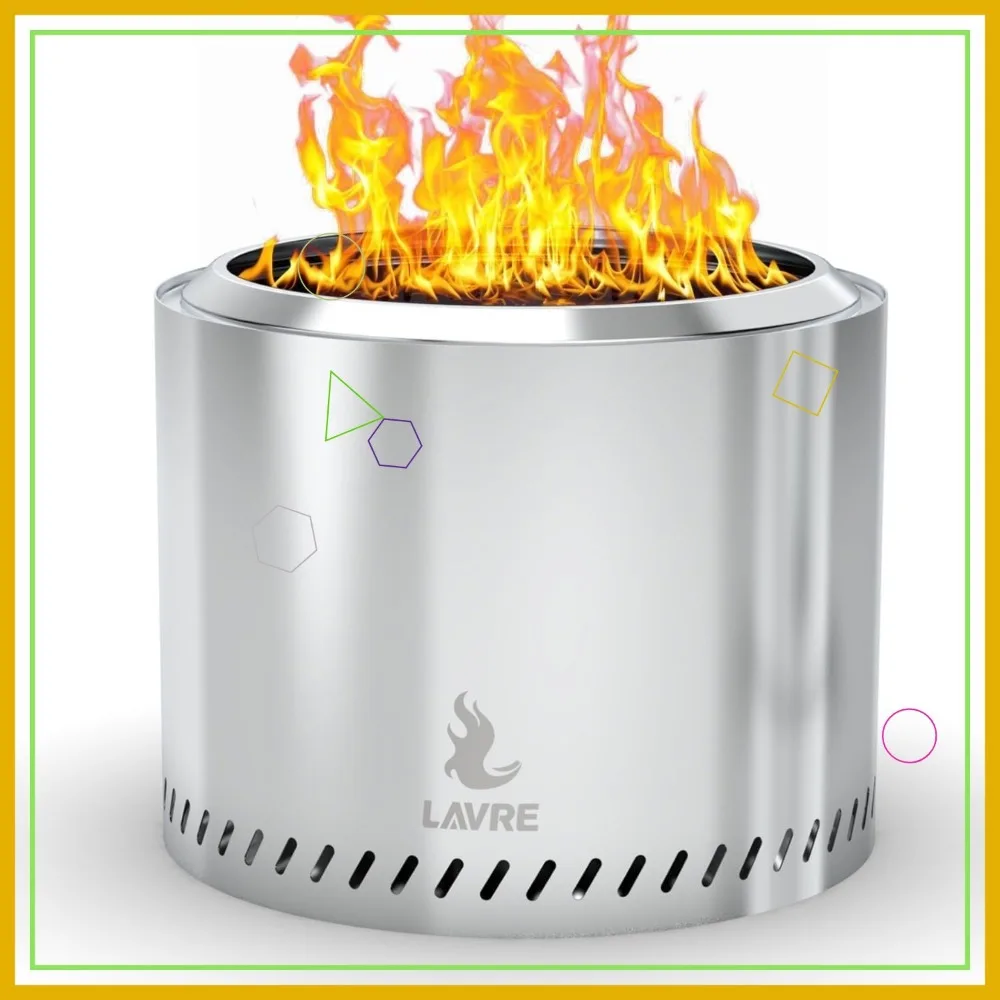 

15 Stainless Steel Smokeless Fire Pit, Portable Wood Burning Outdoor Camping Bonfire Low Smoke Design