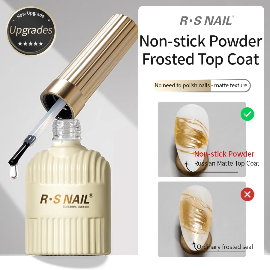 Rs Nail Russische Matte Top Coat Gel Nagellak 10G Frosted Non-Stick Poeder Mat Top Coat Nail Art Led Uv Semi Permanente Afdichting Gel