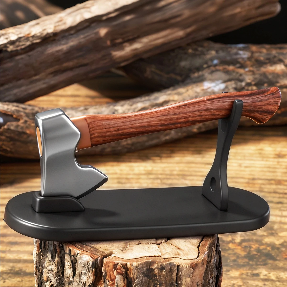 Scharfe Mini-Axt aus Edelstahl mit Holzgriff, EDC-Messer mit feststehender Klinge, Outdoor-Camping-Überlebens- und Tragbares Mehrzweckwerkzeug – Detail 2