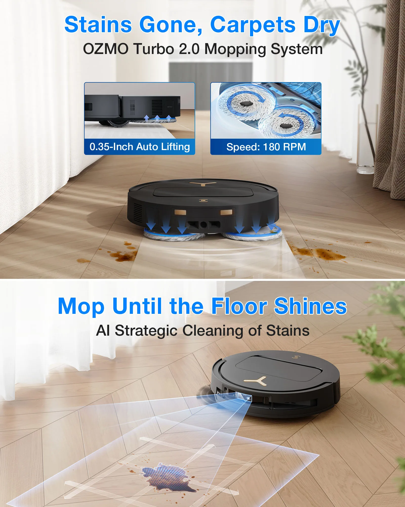 ECOVACS DEEBOT T50 PRO Omni Gen3 Care Kit, Robot Aspirador con Función de Mopa, 25,000 Pa, AIVI 3D 3.0, Adición Automática de Solución de Limpieza, Limpieza de la Mopa a 75°C ° Secado con Aire Caliente, Ultrafino, 81mm 6