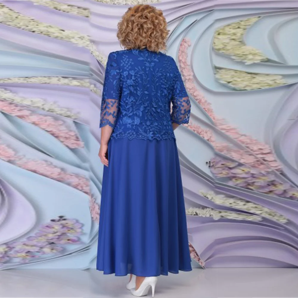 Abiti eleganti per la madre della sposa Plus Size Chiffon A-line Abito lungo personalizzato per invitati a un matrimonio Vestido Madre Novia in pizzo