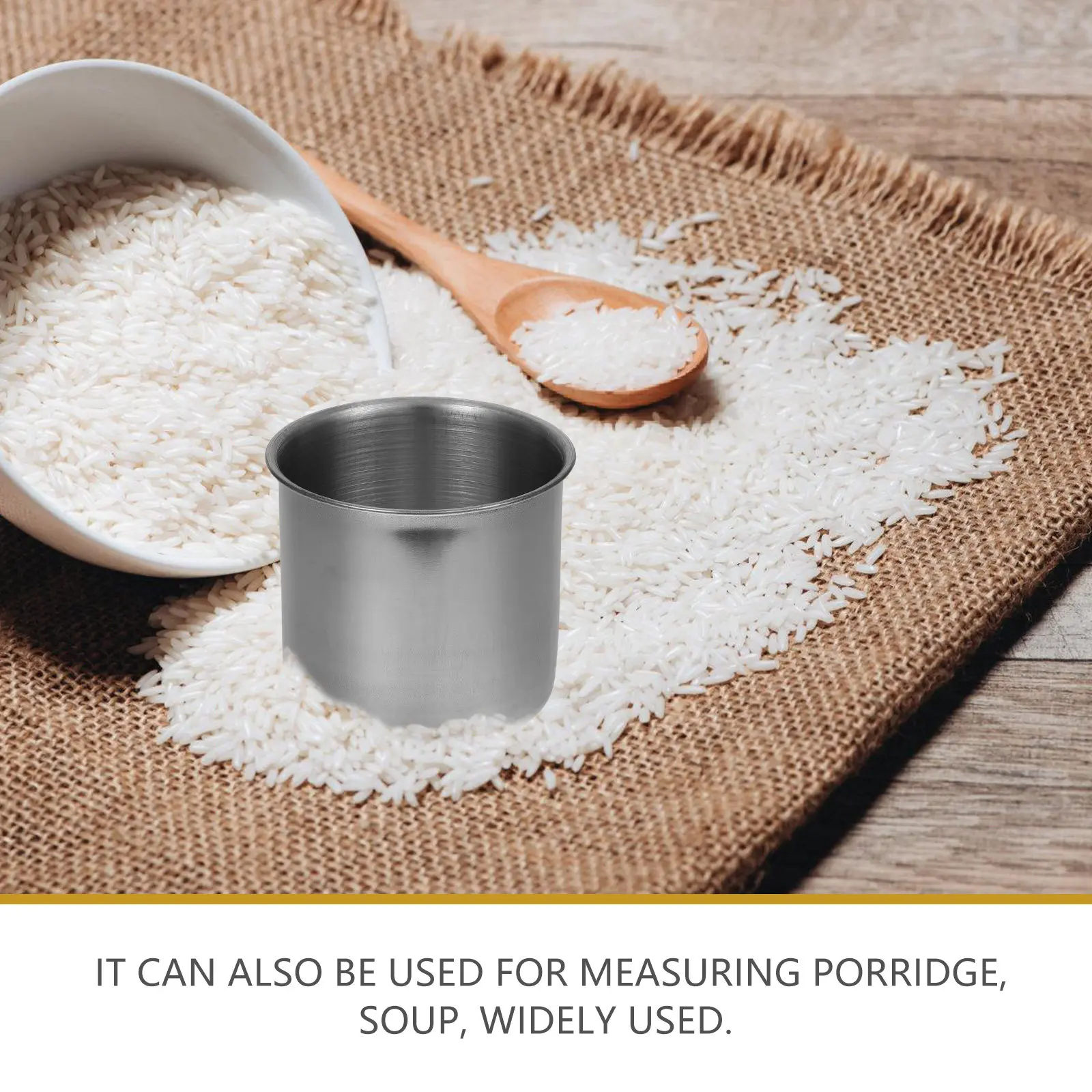 Stainless Steel Rice Cup Measuring Container 150Ml Thickened Metal Holder Multifunction Kitchen Cooking Rice Storage