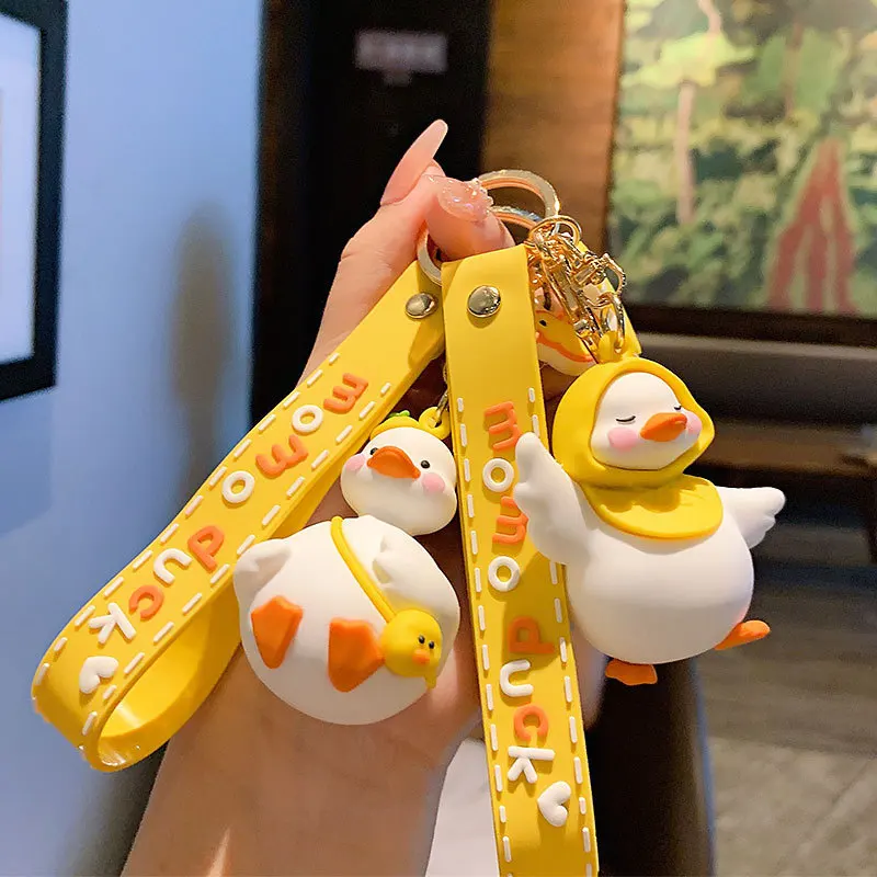 2022 Yellow White Duck Funny Doll Pendant MOMO Duck Bag Accessories Keychain Pendant Car Pendant Gift keyrings
