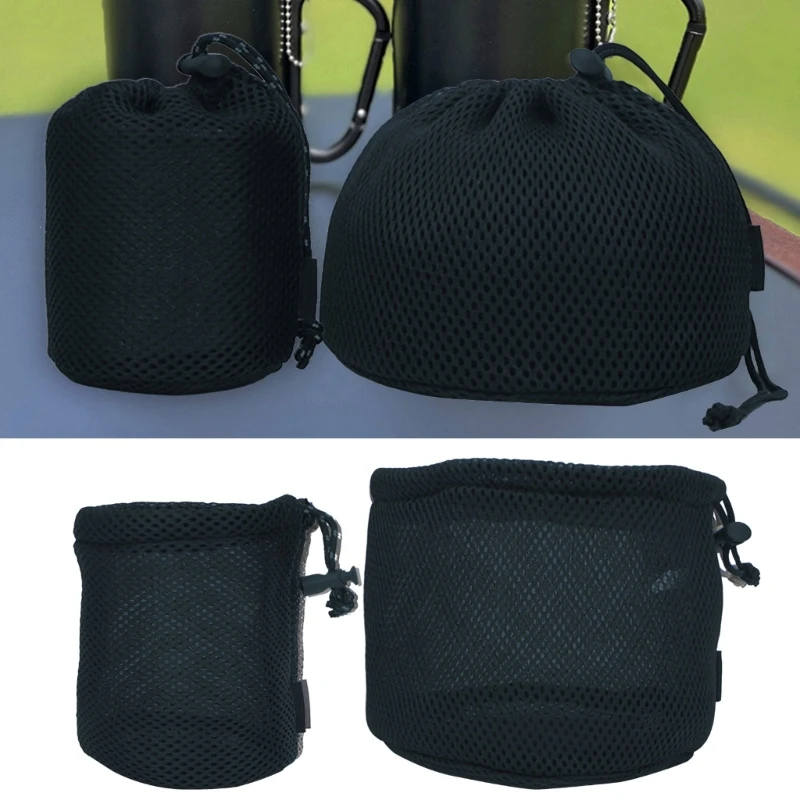 Portable Cookware Storage Bag Storage Multipurpose Black Nylon Mesh Bag Travel Stuff Sacks Drawstring Bag Easy Use