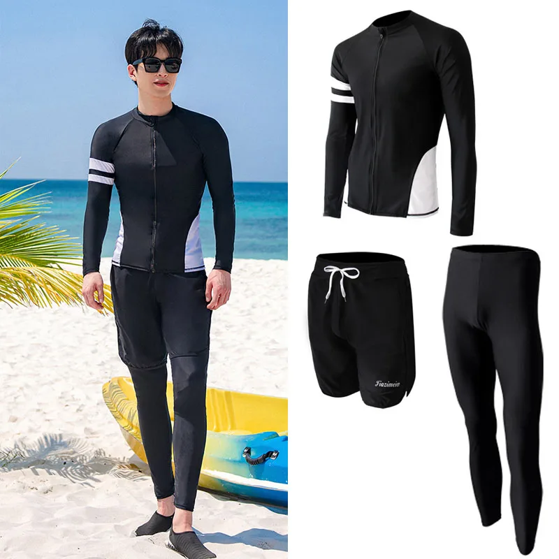 Women 4pcs/set Zip Rash Guard Long Sleeve Swimdress+Bikini+Leggings Beachwear Running Jogging Sportswear Athletic Tracksuits