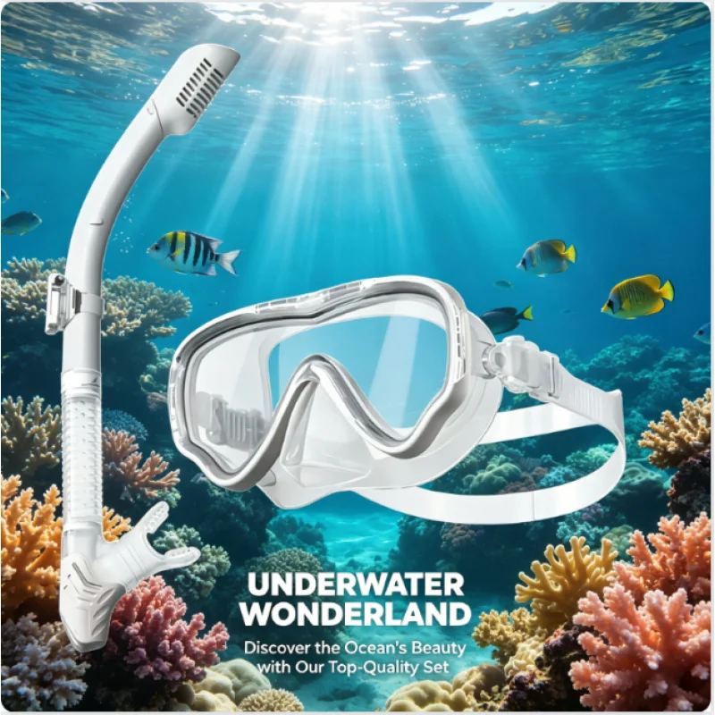 

Tempered Glass Panoramic Full Face Snorkel Mask Set Professional Adult Diving Gear for Swimming Training Scuba Diving