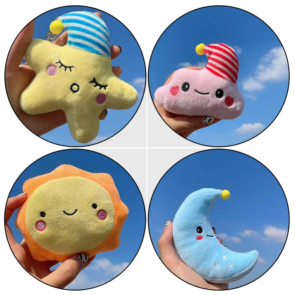 

4pcs Hanging Sun Shape Pendant For Keychain Bag Diy Decor Key Hanging Decors Star Moon Cloud Modeling Backpack Pendant