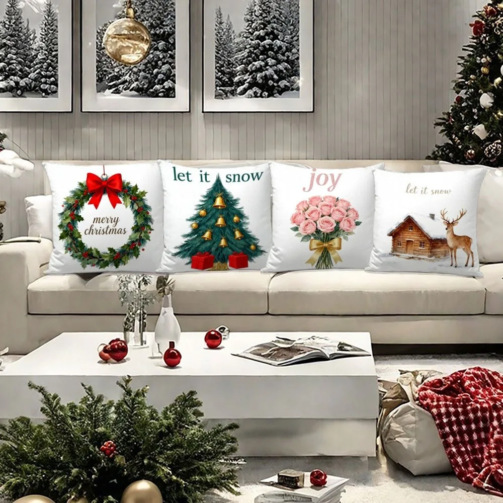 

Рождественский венок Joy Art Наволочка, Художественный праздничный дизайн, Зимний цветочный домашний декор, чехол для подушки