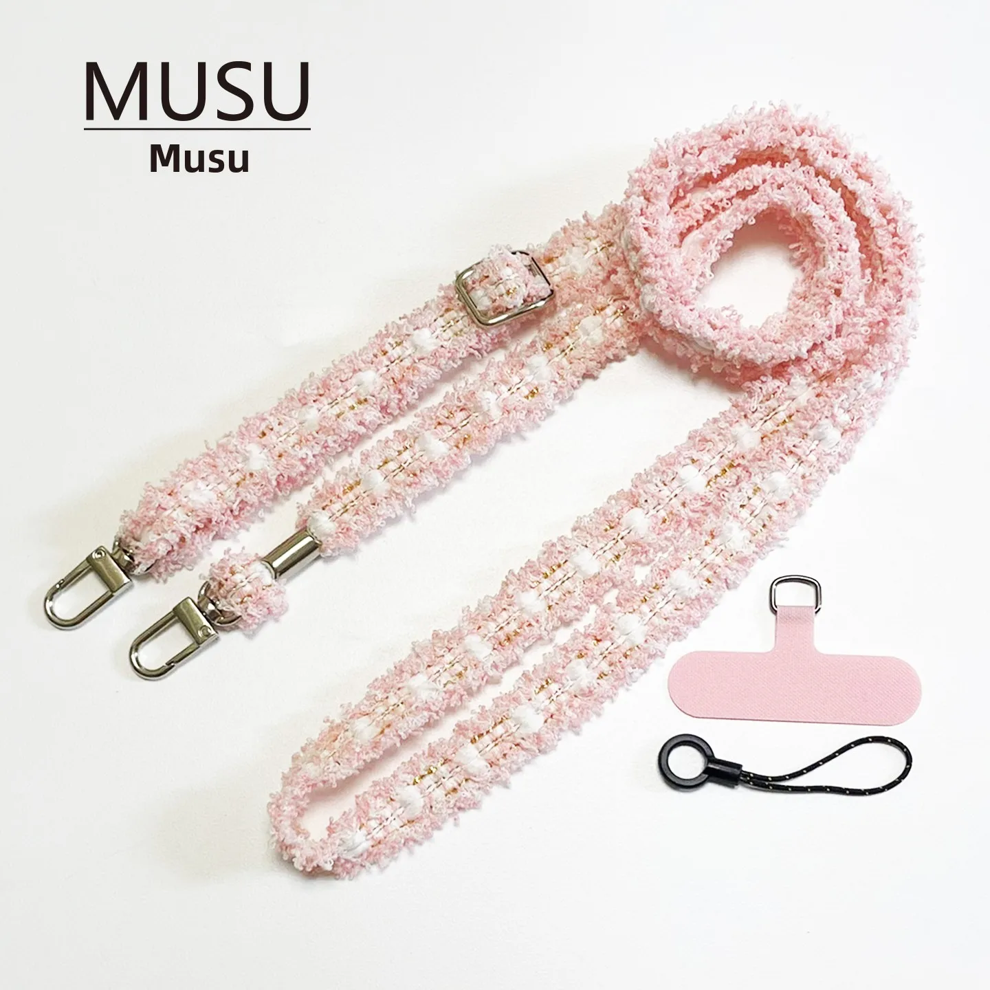 Handmade Original Small Fragrance Style Knitted Crossbody Bag Strap with Double Buckle Adjustable Mobile Phone Lanyard Camera...