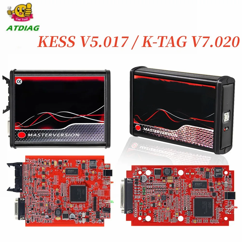 New ECU Programmer 2.80 KESS KTAG EU Red KESS V5.017 K TAG V7.020 4 LED 2.25 Online OBD2 ECU Chip Tuning Tools KESS 5.017 K-TAG