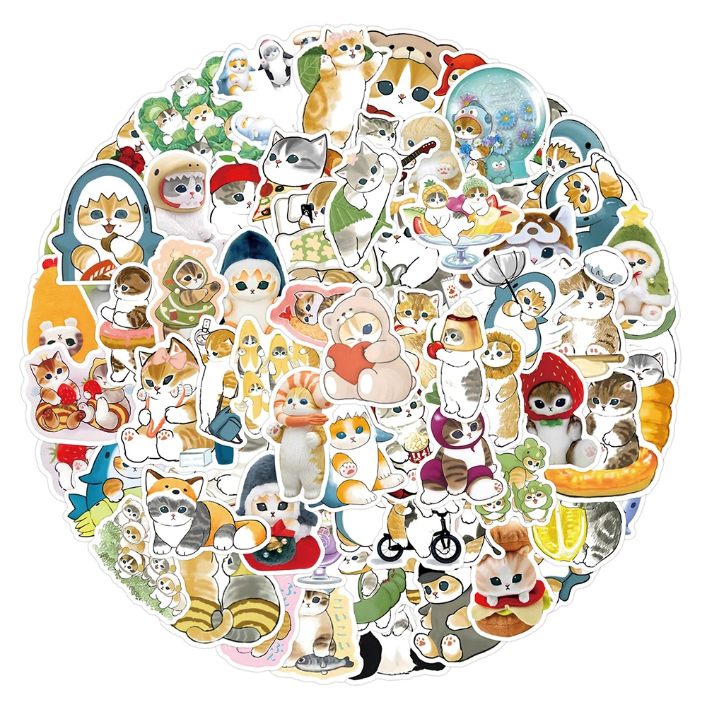 10/30/50/110pcs Cute Mofusand Animal Stickers Kawaii Cat Graffiti Decals Suitcase Phone Laptop Helmet Decoration Sticker Kid Toy