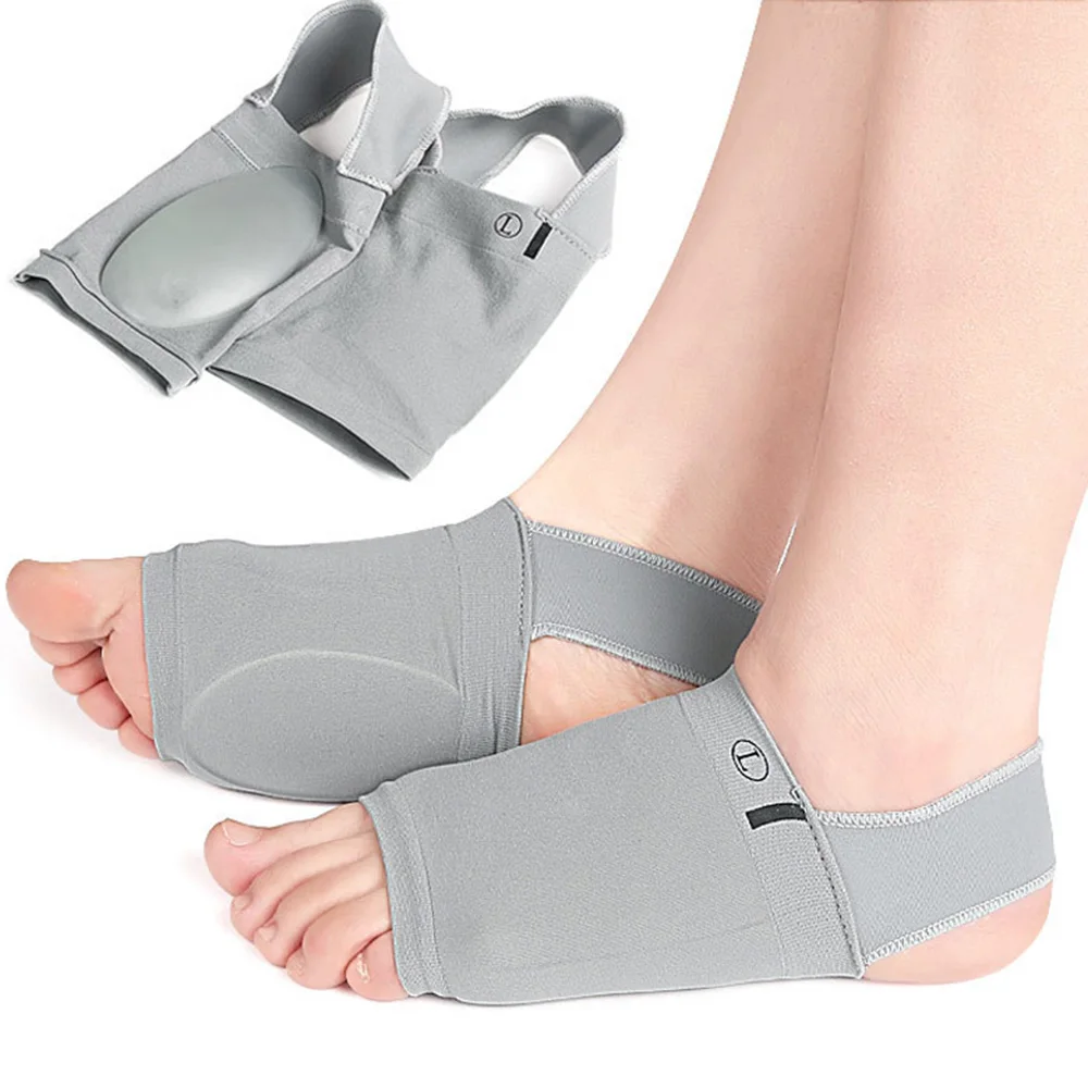 2Pcs Arch Support Sleeve Cushioned Soft Elastic Gel Pad Fabric Arch Socks for Flat Foot Pain Relief Plantar Fasciitis Heel Spurs