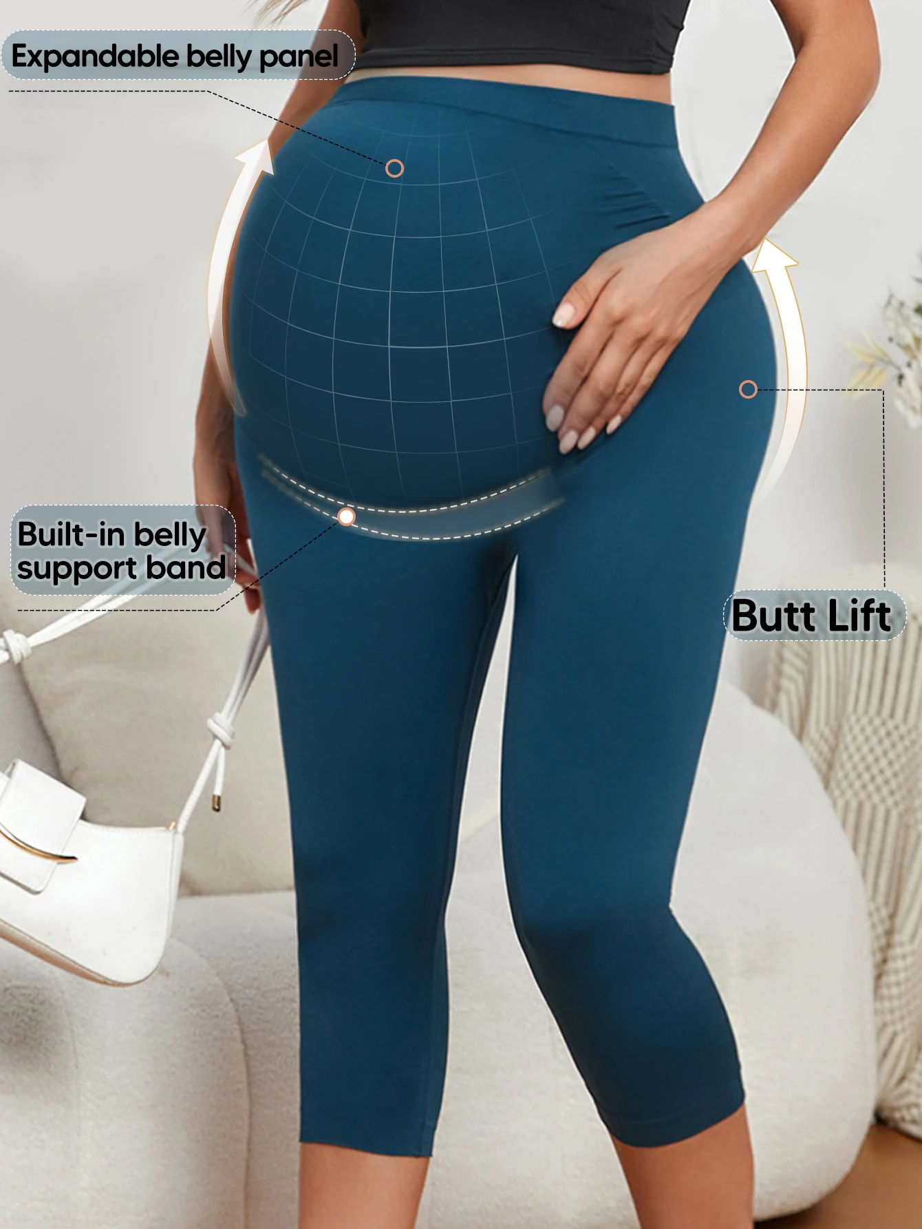 High Waist Activewear Women's Maternity Leggings Over The Belly Pregnancy Yoga Pants Workout Leggings
