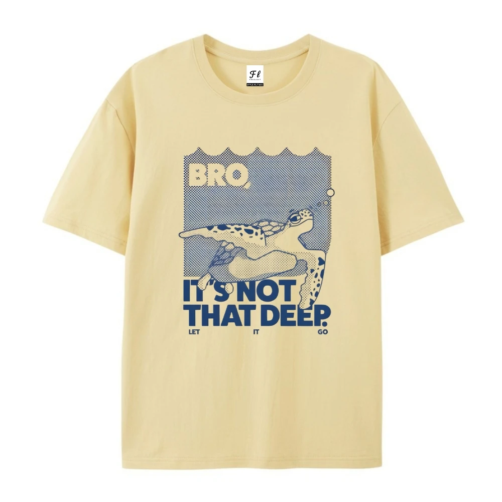 タートルブロ！それはとても深い夏ではありません。ピュアコットンTシャツ、カジュアルクルーネックトップTシャツ、カメ好きへのギフト、ユニセックススタイルの服