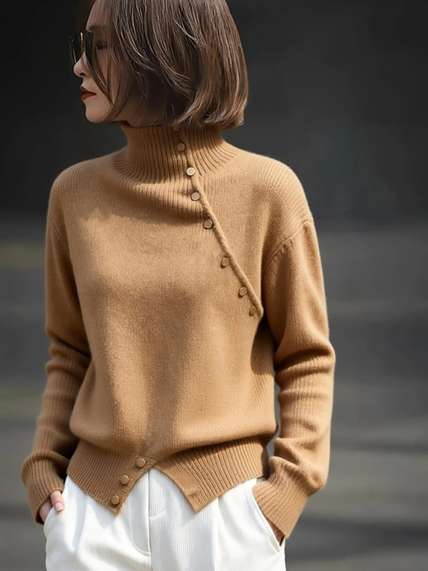 

Faionable Long Sve Knitted Sweater Women's Base Layer irt Comfortable Versatile Winter Apparel Ele Design Korean S...