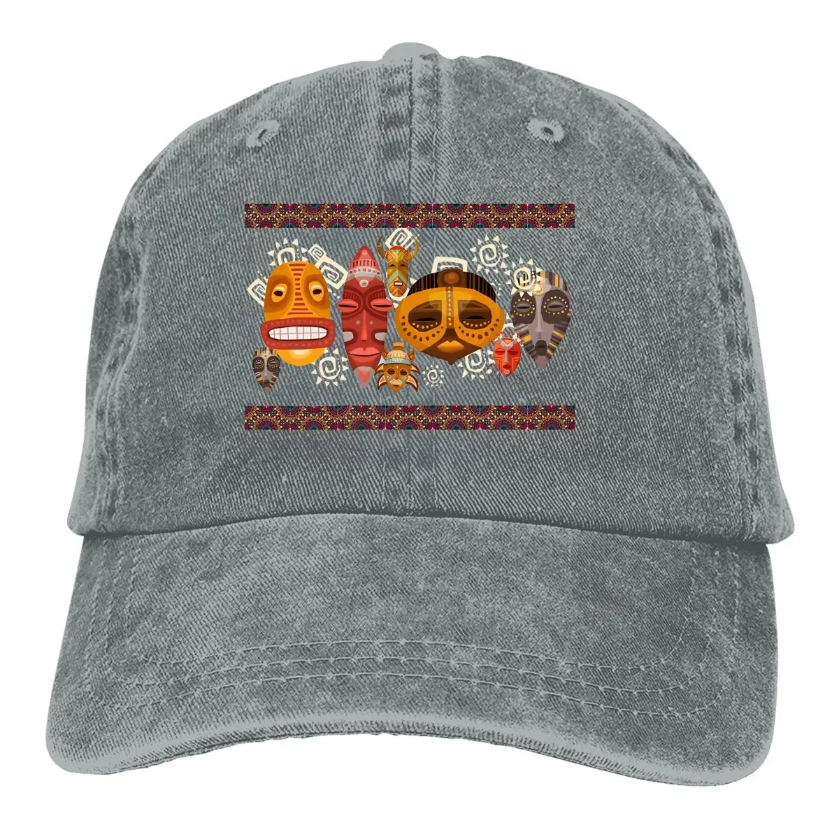 Máscara facial con patrón sin costuras y Mandala, gorra de béisbol, sombreros, visera de protección, Snapback, cultura africana, gorras de vaquero, hombres y mujeres