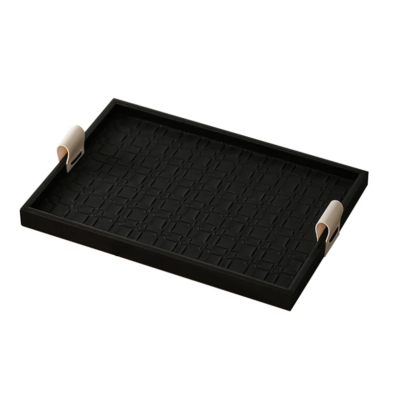 أوعية مفاتيح صينية جلدية لطاولة الدخول، صينية تنظيم سطح المكتب، صينية الغرور بمقبض، منظم التخزين، صينية الصيد