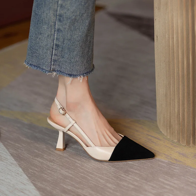 High Heels Summer 2023 New Arrival Fashion Buckle Pointed Heel Sandals Women Comfort Simplicity