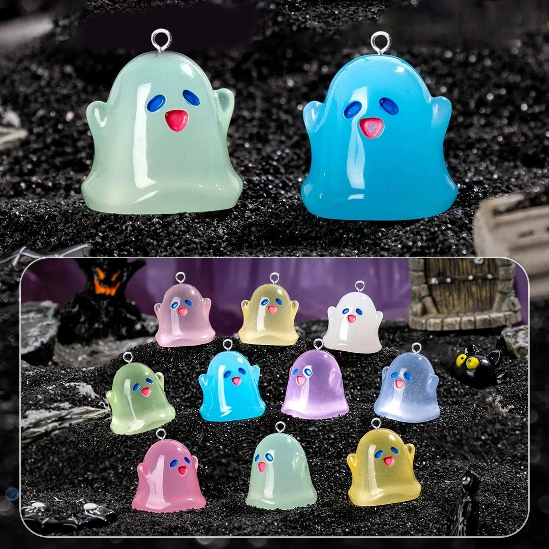 10pcs Kawaii Resin Small Ghost Charms Handmade Luminous Pendant for Jewelry Making Findings Diy Earrings Keychain