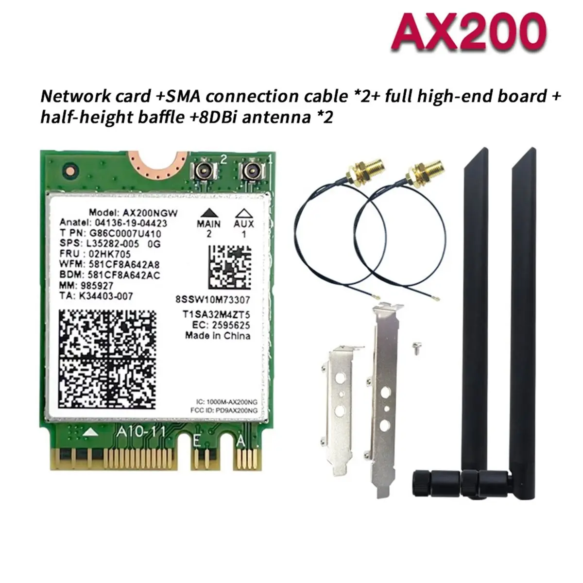 618 Mega Sale AX200NGW WiFi 6 Card+8DBI Antenna 2.4G 5Ghz Bluetooth 5.2 WiFi Adapter 2974Mbps Wireless Network Card for Win10/11