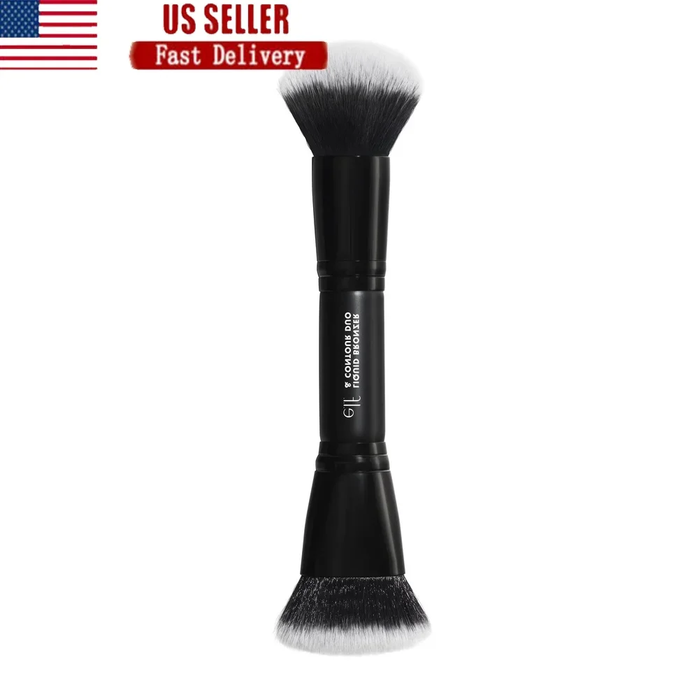 

Liquid Bronzer Contour Duo Brush Dual Ended Precision Blending Buffing Synthetic Bristles Vegan Cruelty Free FSC Certified